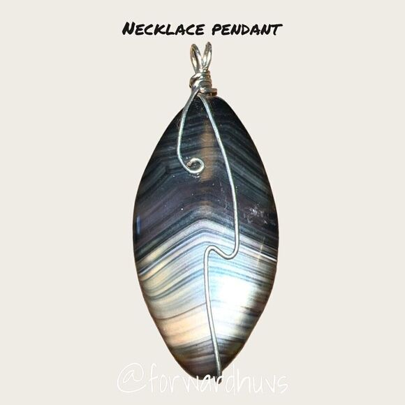 Bundle Sale 3 for $15 | Vintage Silver Tone Brown Stone Necklace Pendant - Picture 1 of 6